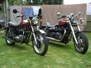 a pair of Triumphs